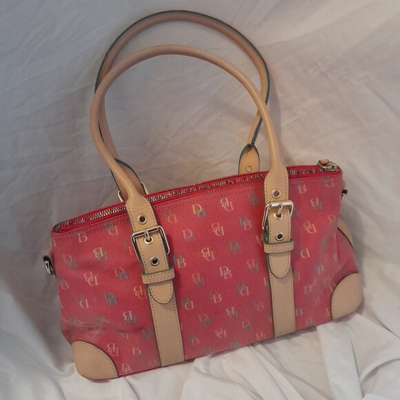 Dooney & Bourke Handbags - Vintage Y2K 2003 Dooney & Bourke Pink Monogram Domed Satchel Barbiecore